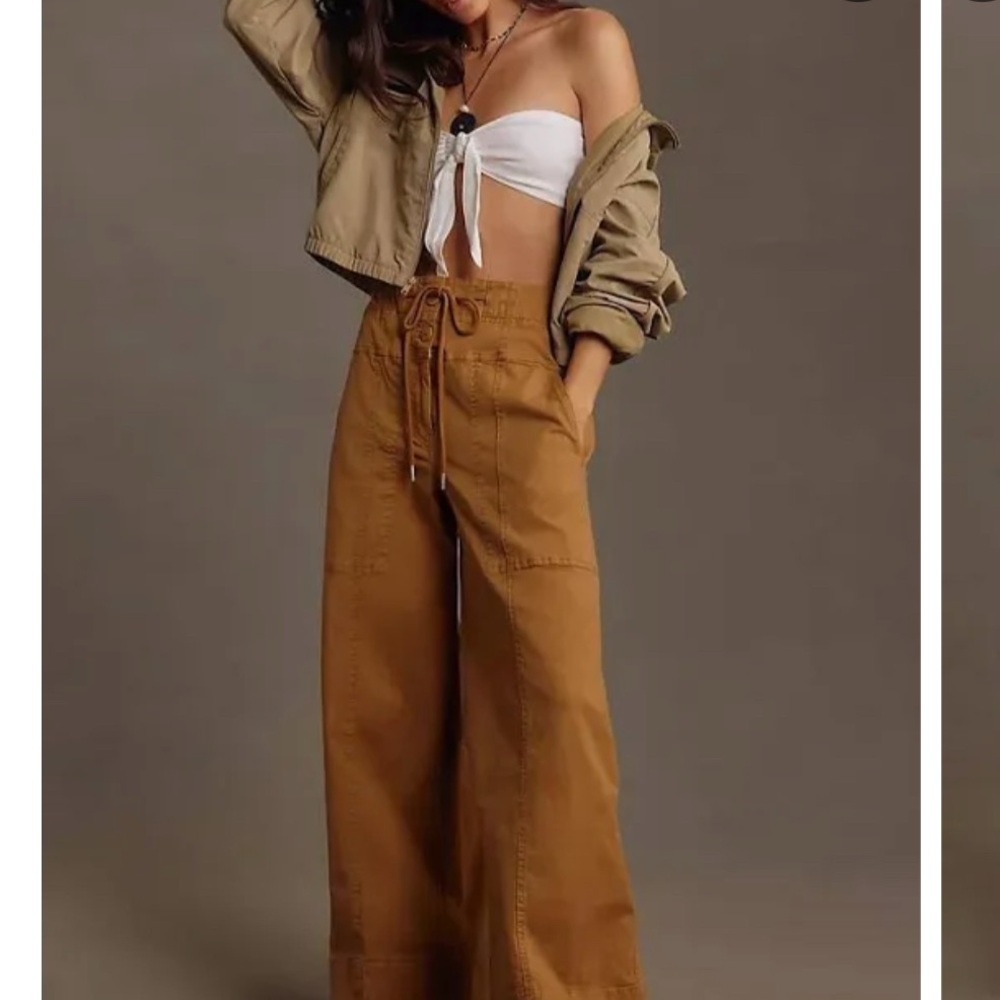 Anthropologie Maeve Wide Leg Utility Trouser with Drawstring